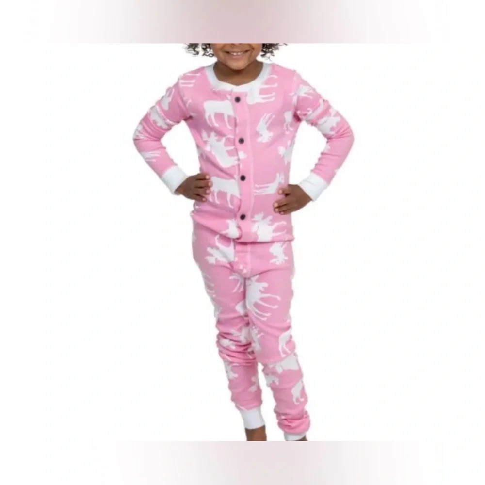 Lazy One PINK MOOSE FLAPJACK PAJAMAS SZ 10